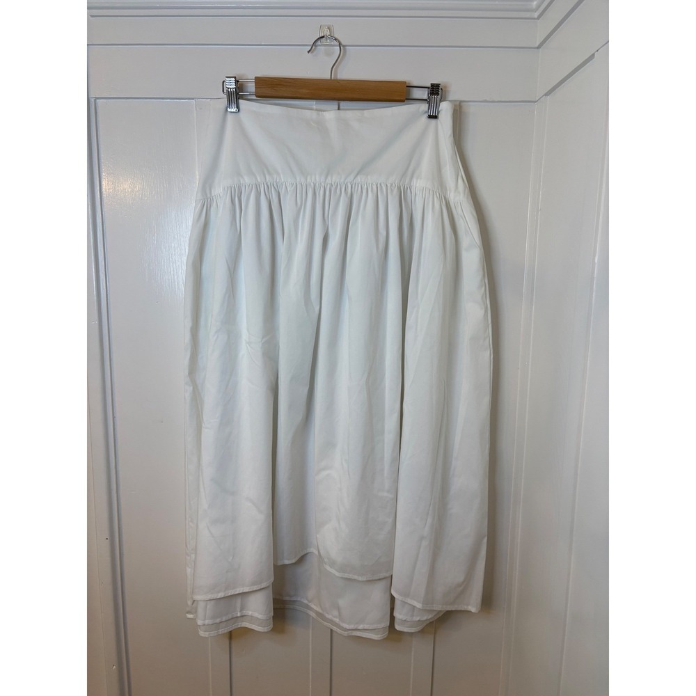 ON-34TH Womens White High Waisted Gathered Midi Skirt with Pockets Size 10 NEW